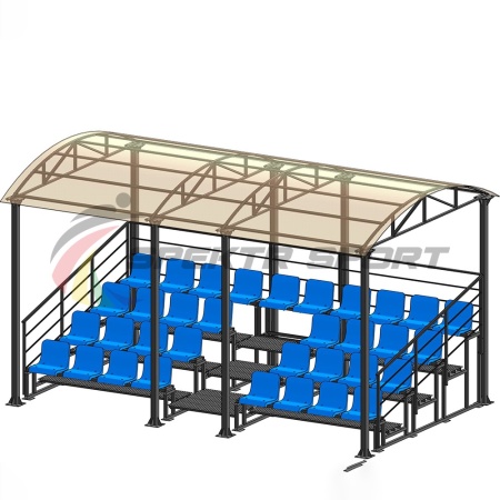 Купить Трибуна для зрителей 4 ряда на 34 места с навесом и перилами в Можайске 